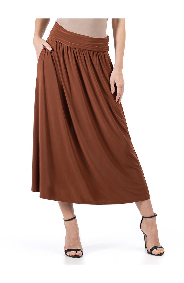 24seven Comfort Apparel Foldover Maxi Skirt With Pockets, Main, color, Tobacco
