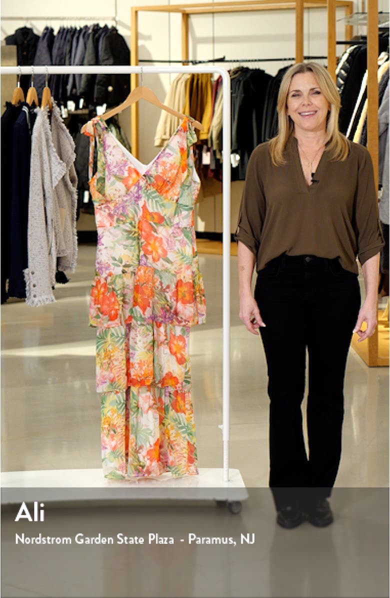 Floral Tie Strap Tiered Maxi Dress, sales video thumbnail