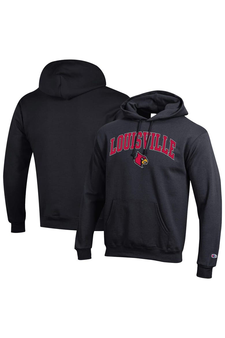 Men's Champion  Black Louisville Cardinals Arch Over Logo Pullover Hoodie, Main, color, Black