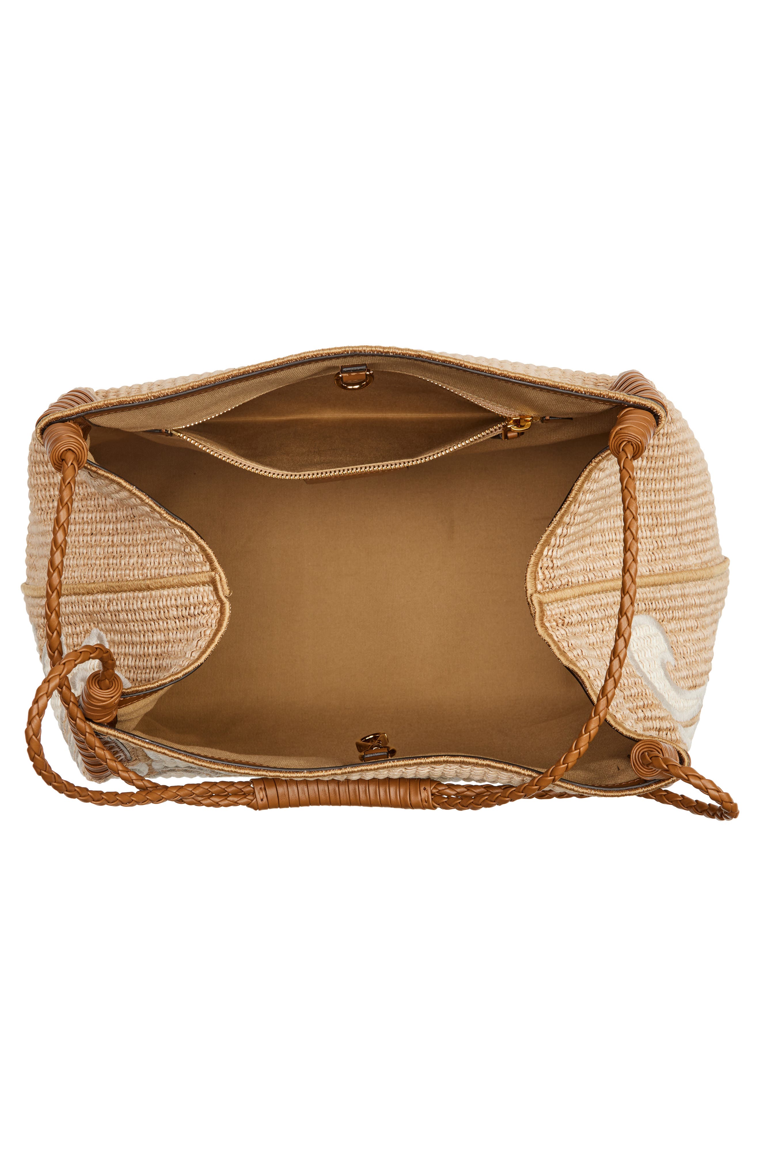 Etro Medium Libra Embroidered Raffia Tote, Alternate, color, 