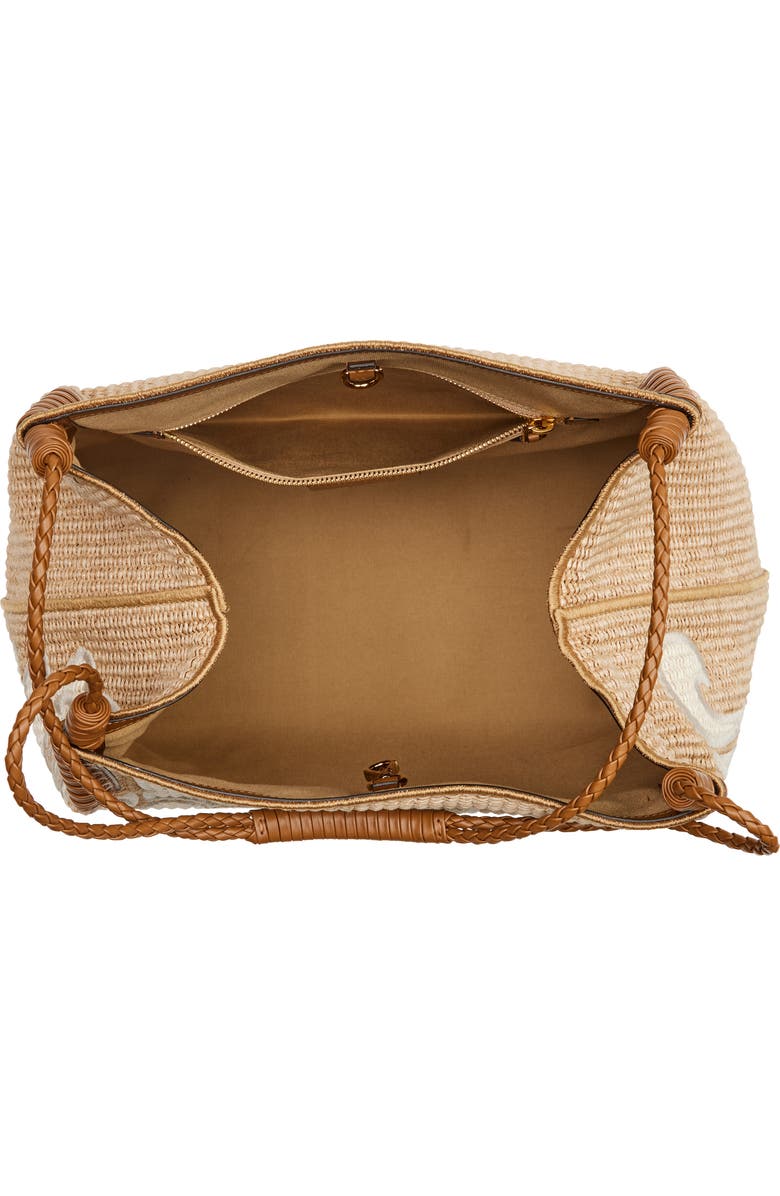 Etro Medium Libra Embroidered Raffia Tote, Alternate, color,