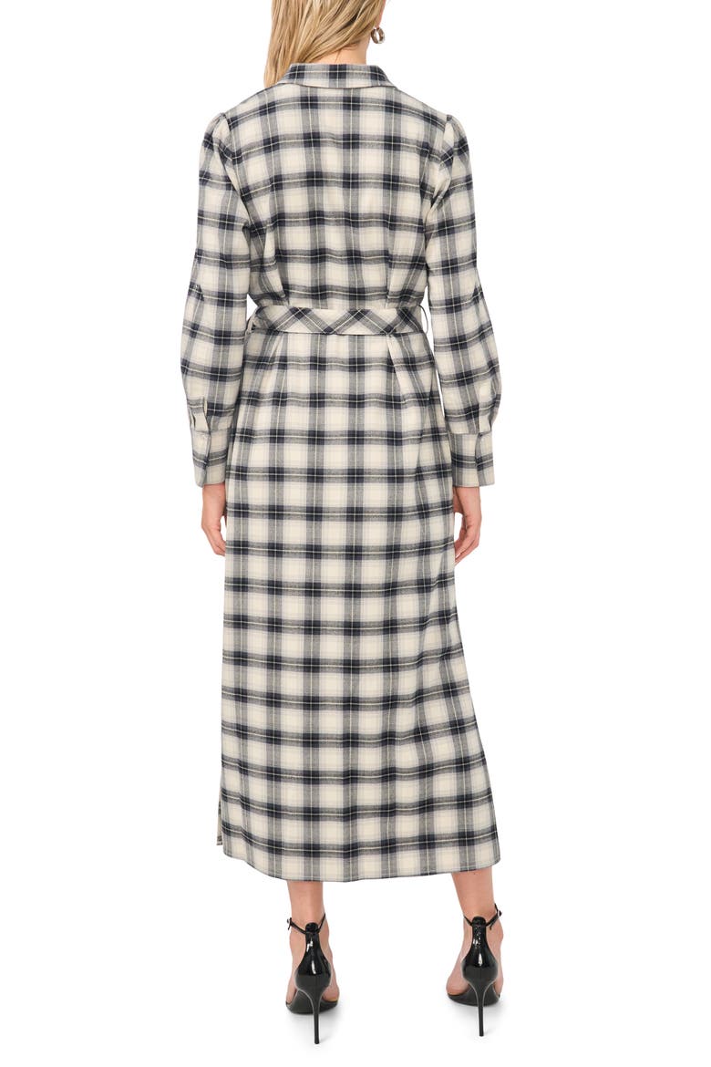Plaid Belted Midi Shirt Dress, Alternate, color, RICH BLACK