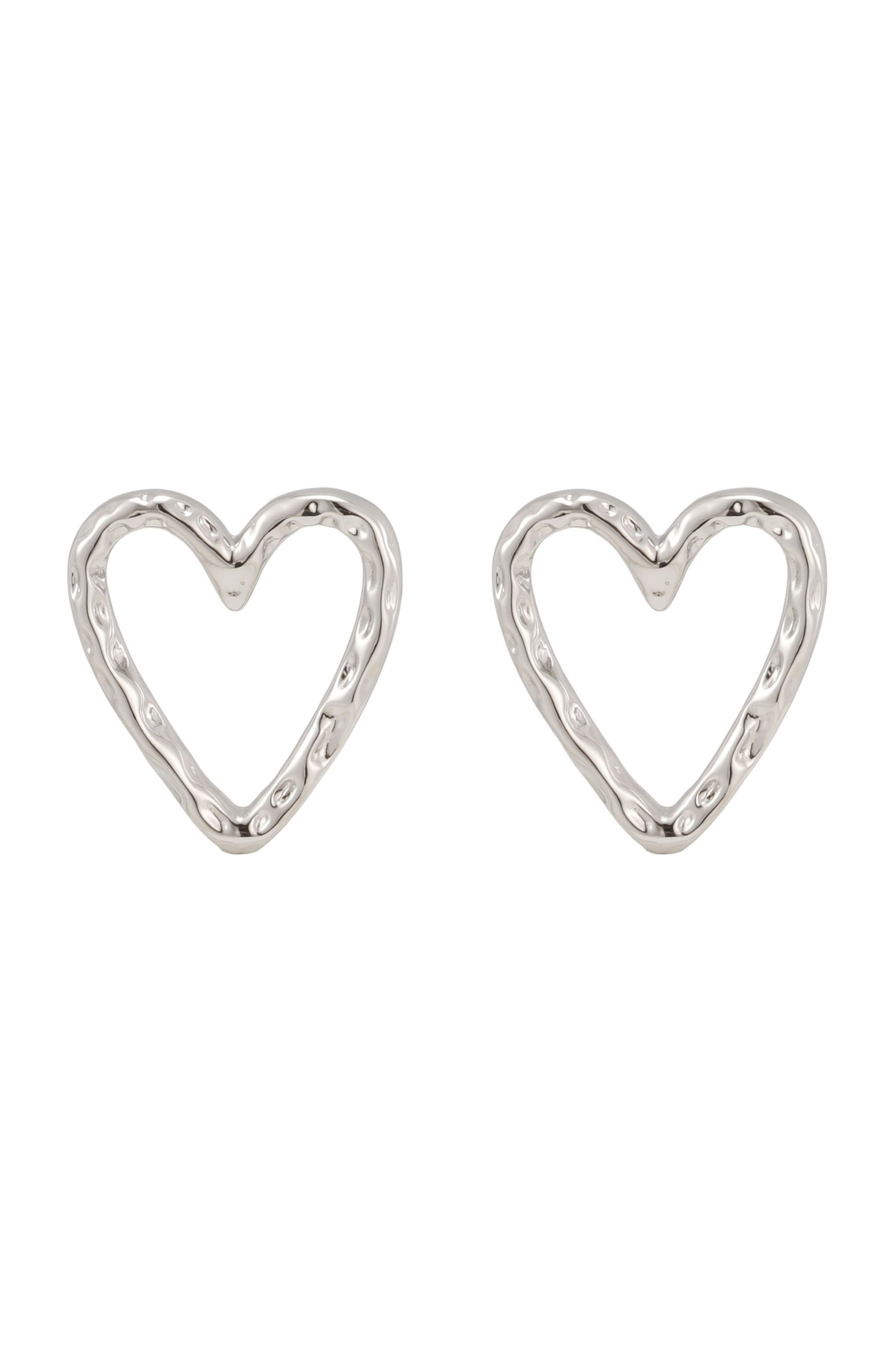 Hammered Heart Stud Earrings