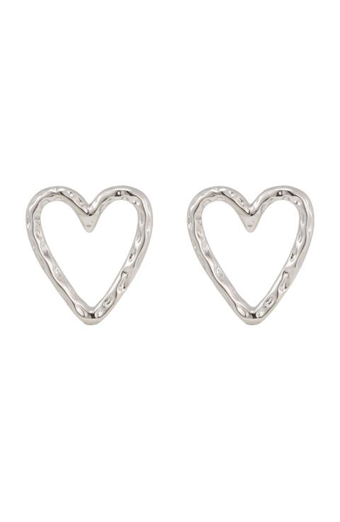 Hammered Heart Stud Earrings