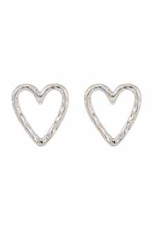 Hammered Heart Stud Earrings