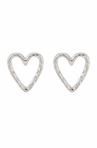 Hammered Heart Stud Earrings
