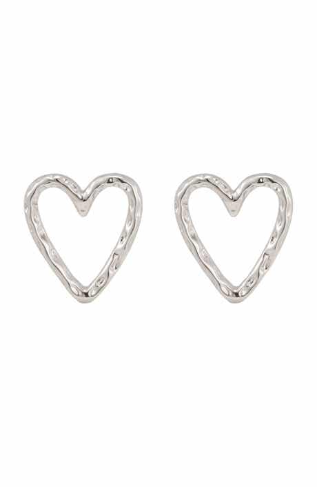 Hammered Heart Stud Earrings