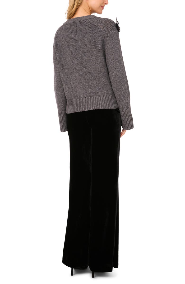 Ted Baker Mesh Floral Appliqué Cardigan, Alternate, color, Medium Heather Grey