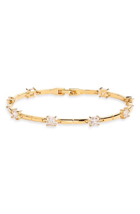 Cubic Zirconia Station Bar Bracelet