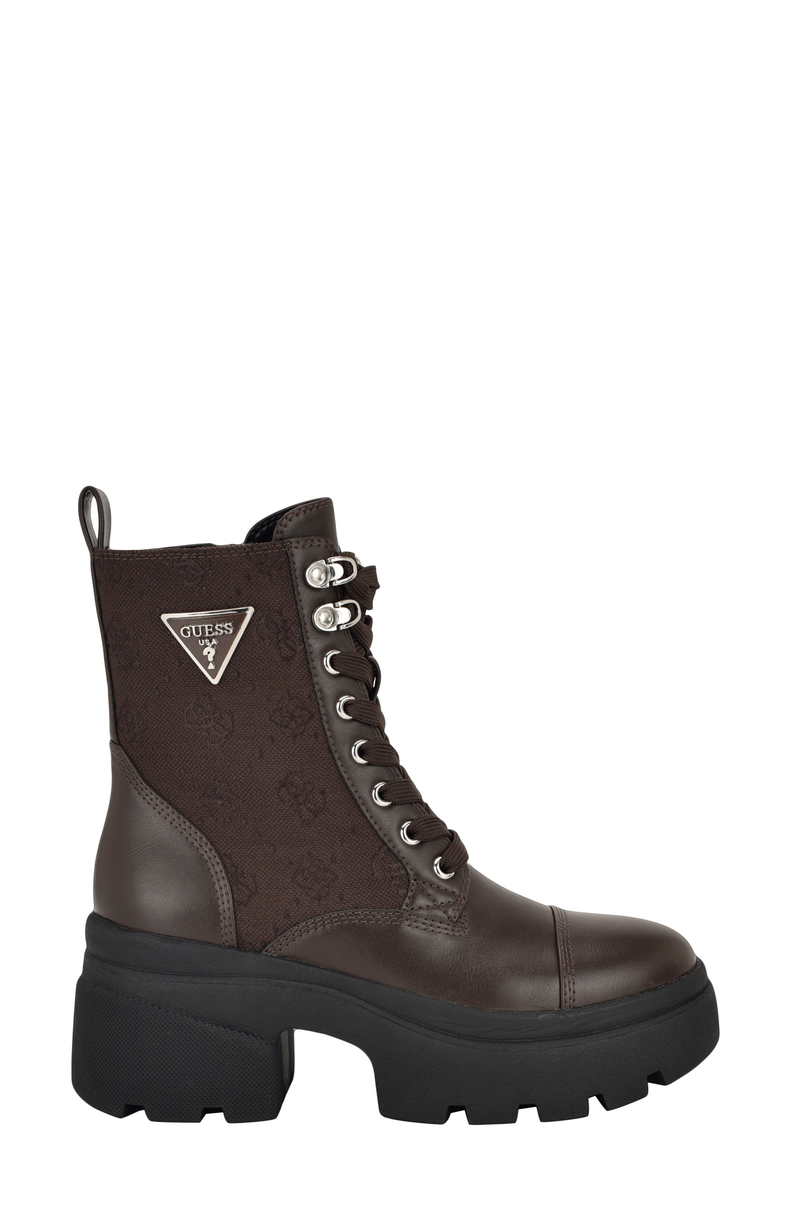 GUESS Yarini Lug Sole Boot, Alternate, color, Dark Brown