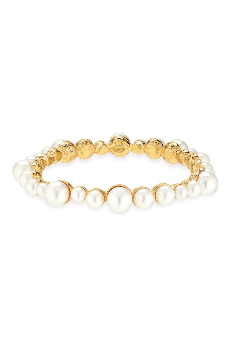 Faux Pearl Cluster Bangle, Main, color, GOLD