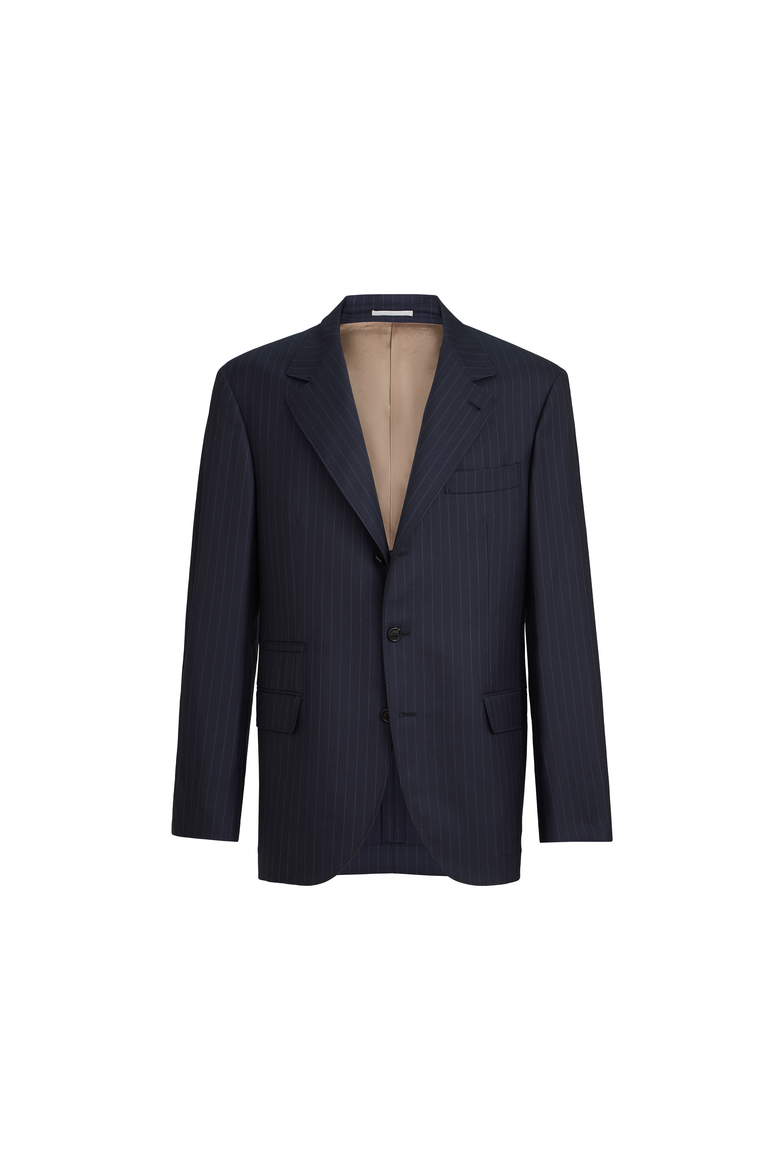 Chalk stripe blazer, Alternate, color, Navy Blue