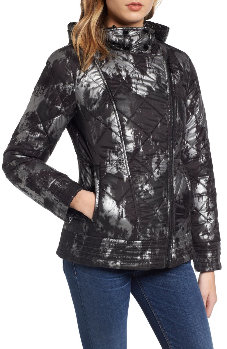 GUESS Reversible Packable Asymmetrical Quilted Jacket, Alternate, color, 