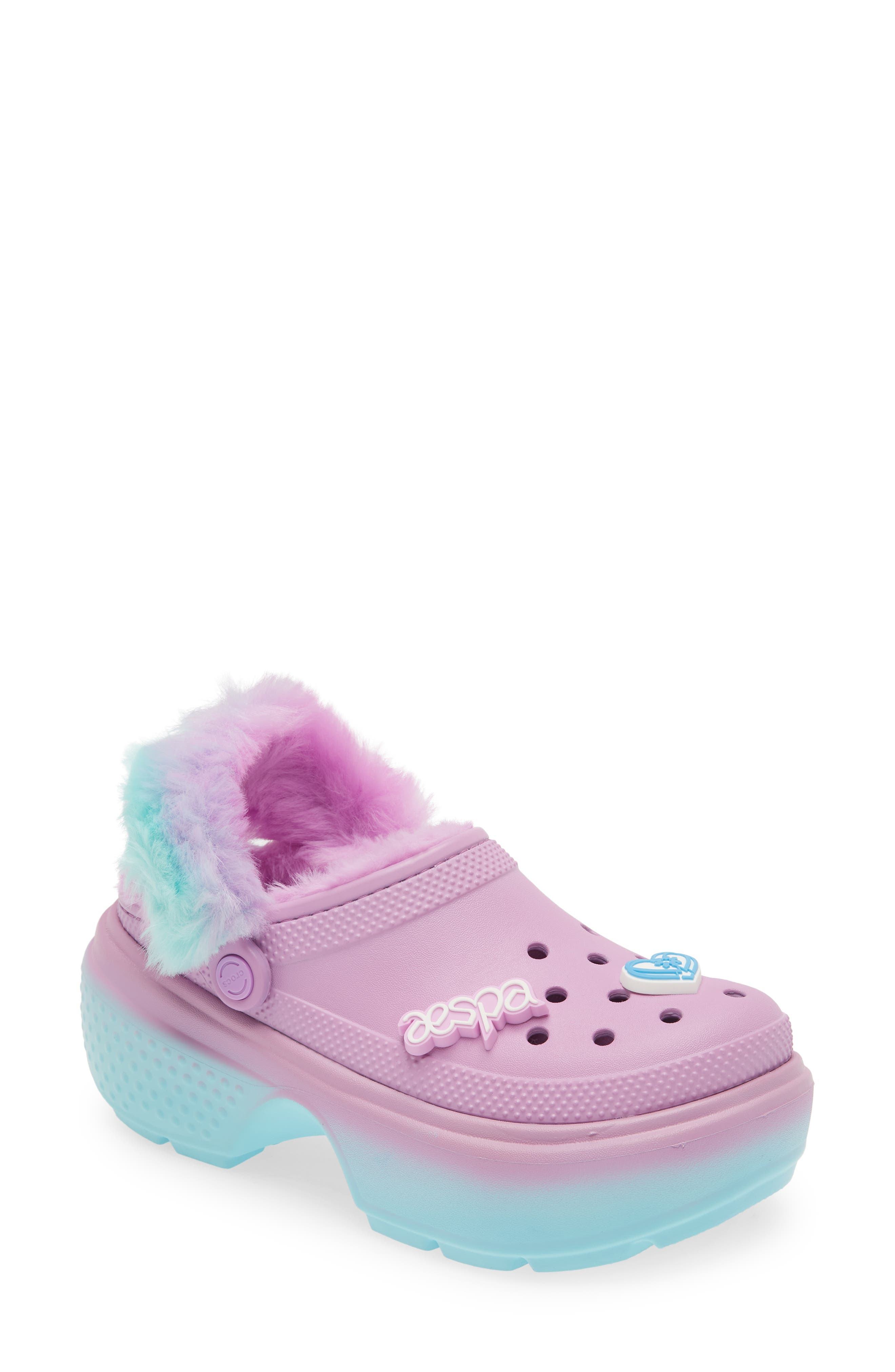 CROCS x Aespa Stomp Faux Fur Lined Clog, Main, color, 