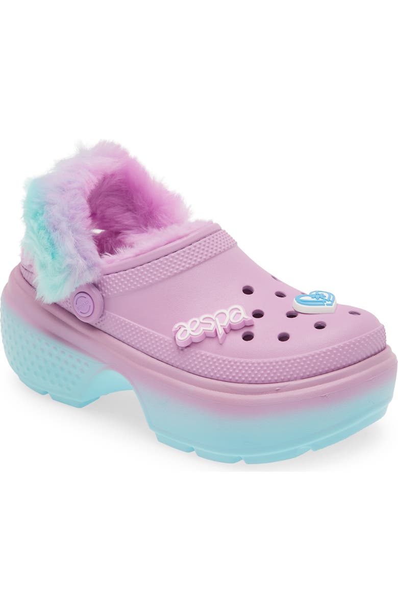 CROCS x Aespa Stomp Faux Fur Lined Clog, Main, color,