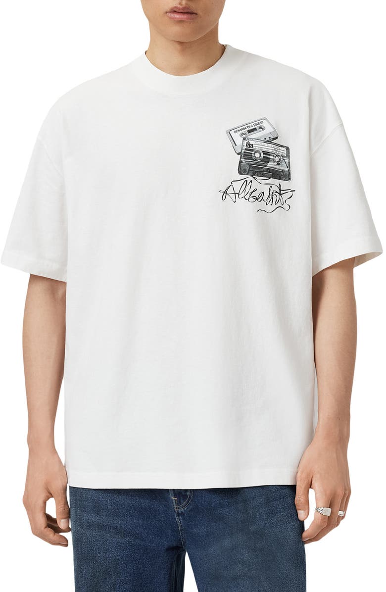 AllSaints Reel Graphic T-Shirt, Main, color, Chalk White