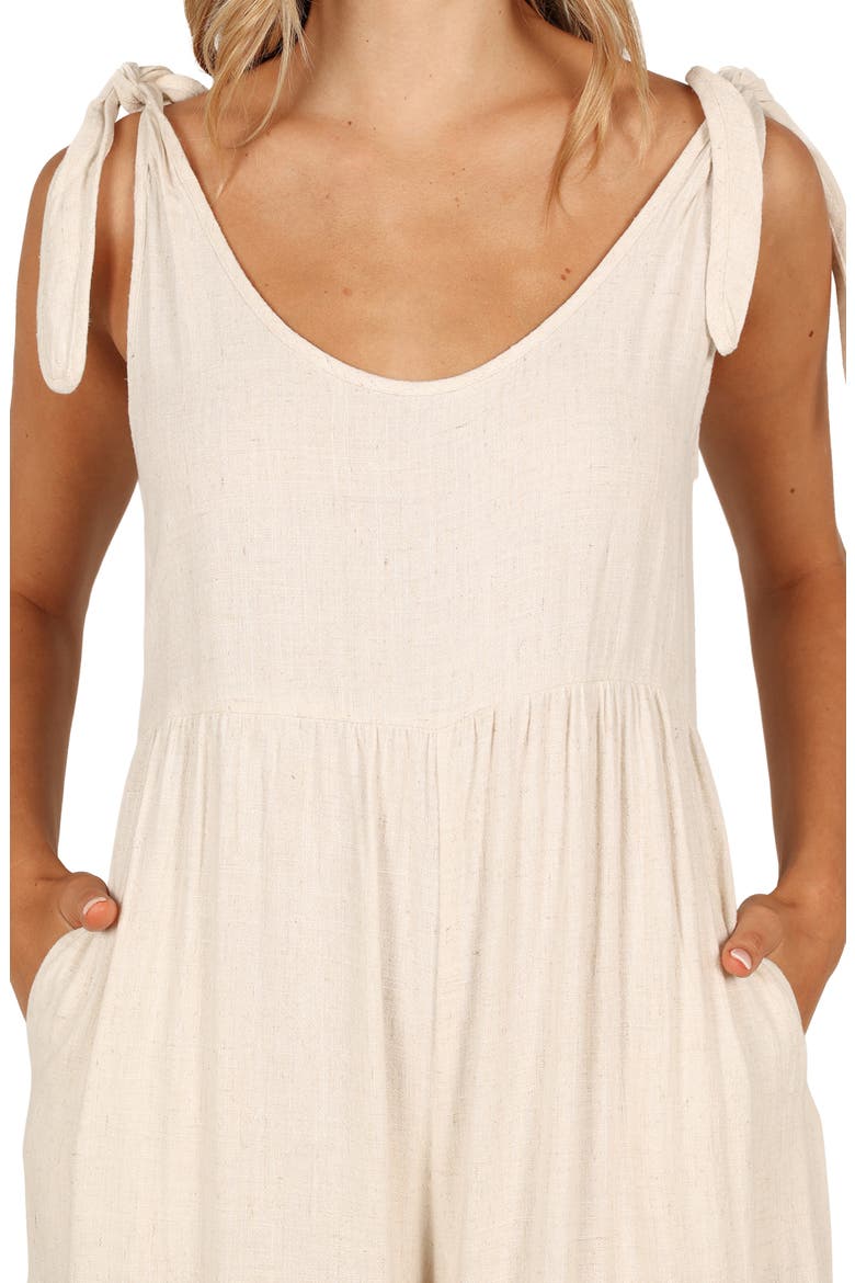 Ayla Tie Shoulder Wide Leg Linen Jumpsuit, Alternate, color, OATMEAL