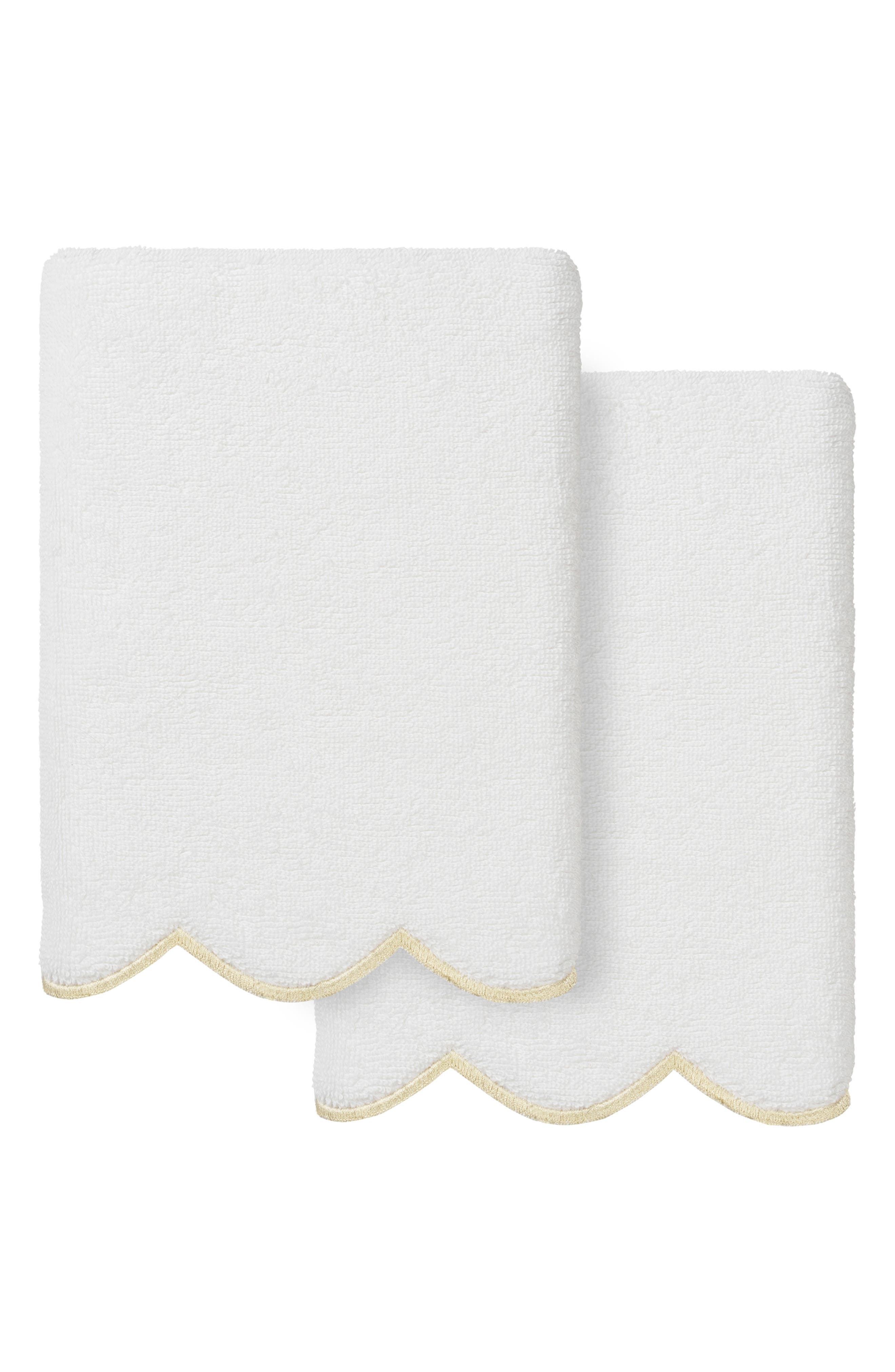 Adornia Scallop Set of 2 Hand Towels