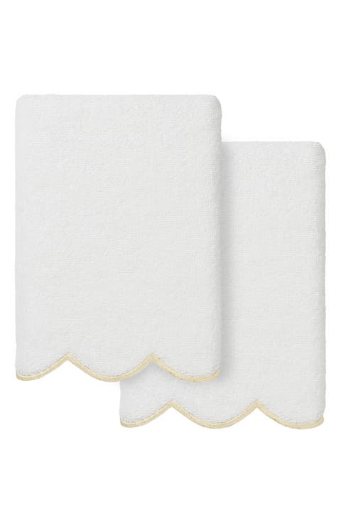 Adornia Scallop Set of 2 Hand Towels