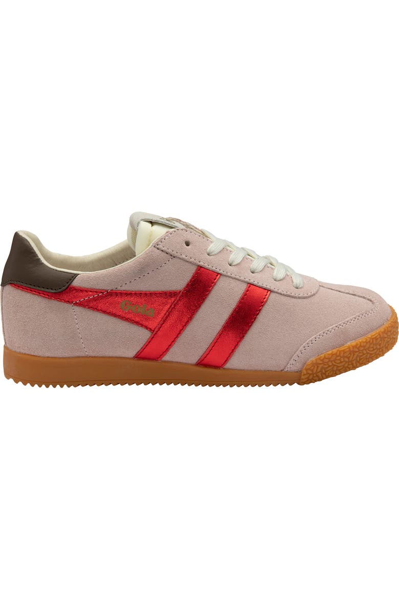elan tobacco and white color block suede leather sneakers Gola Women's Caramel/Off-White/Deep Red/ 8 Heritage Gola sneaker Gola Classics | Women's Elan
