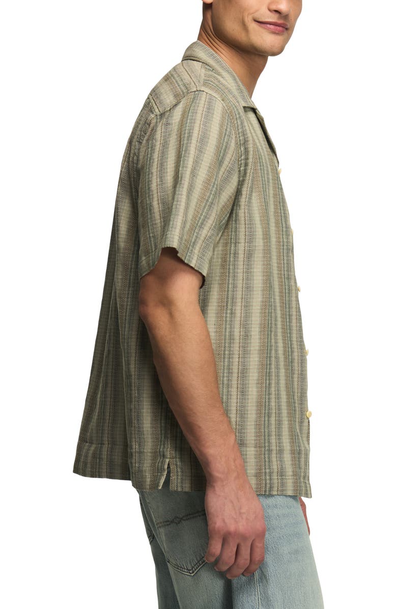 Lucky Brand Stripe Linen & Cotton Camp Shirt, Alternate, color, 