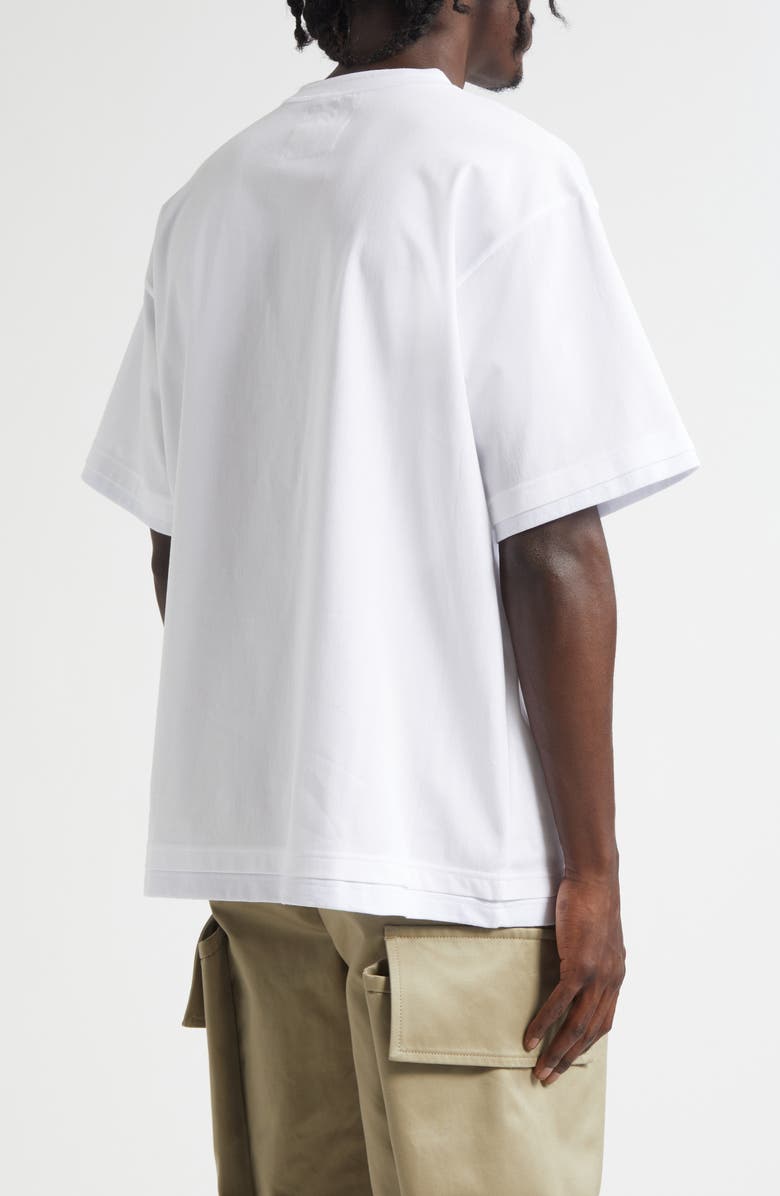 Sacai Layered Cotton Jersey Pocket T-Shirt, Alternate, color, White