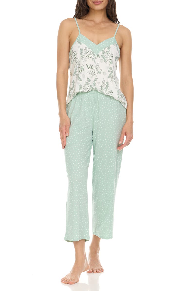 Flora By Flora Nikrooz Amari Camisole, Shorts & Pants 3-Piece Pajamas, Main, color, Sage