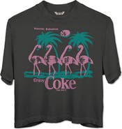 Junk Food Coca Cola Flamingo Crop Graphic T-Shirt