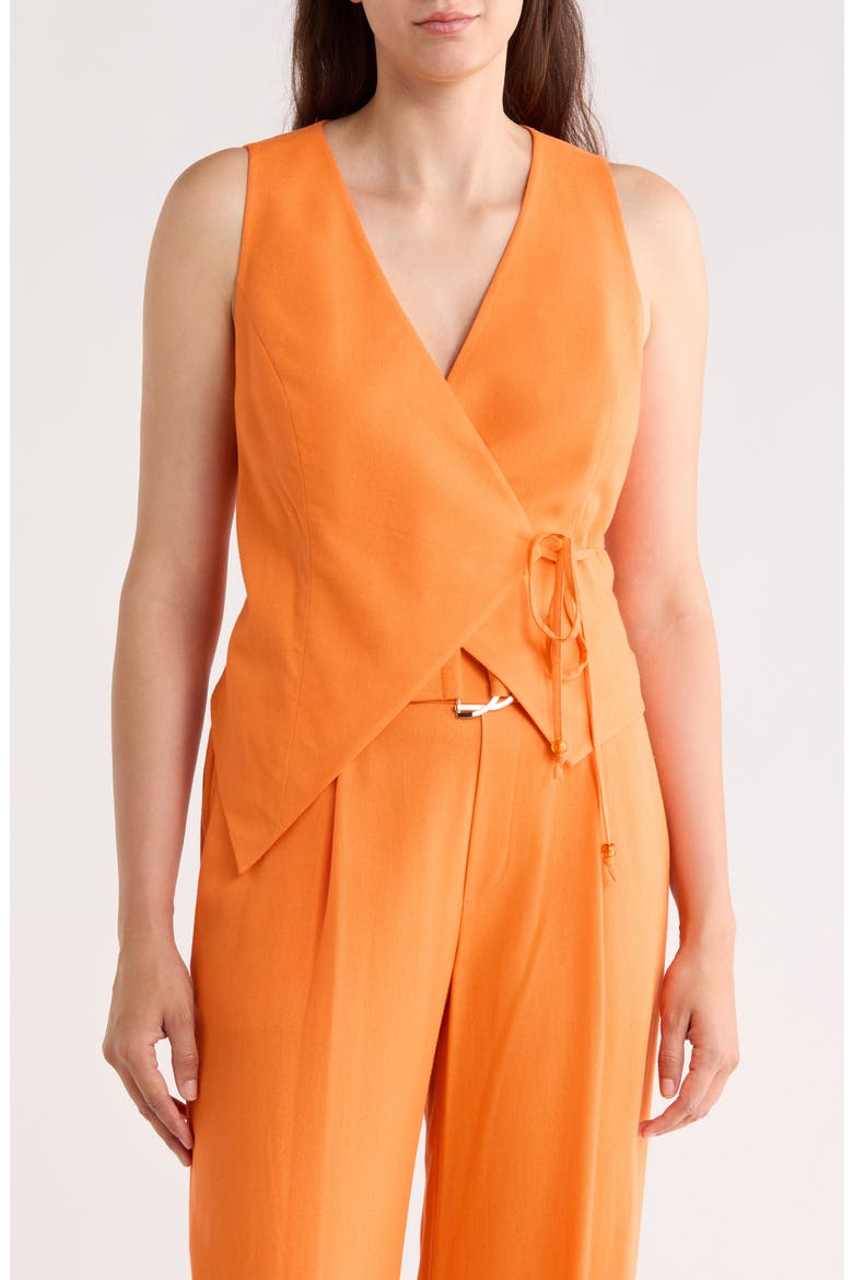 Wrap Front Vest Top, Main, color, AMBER