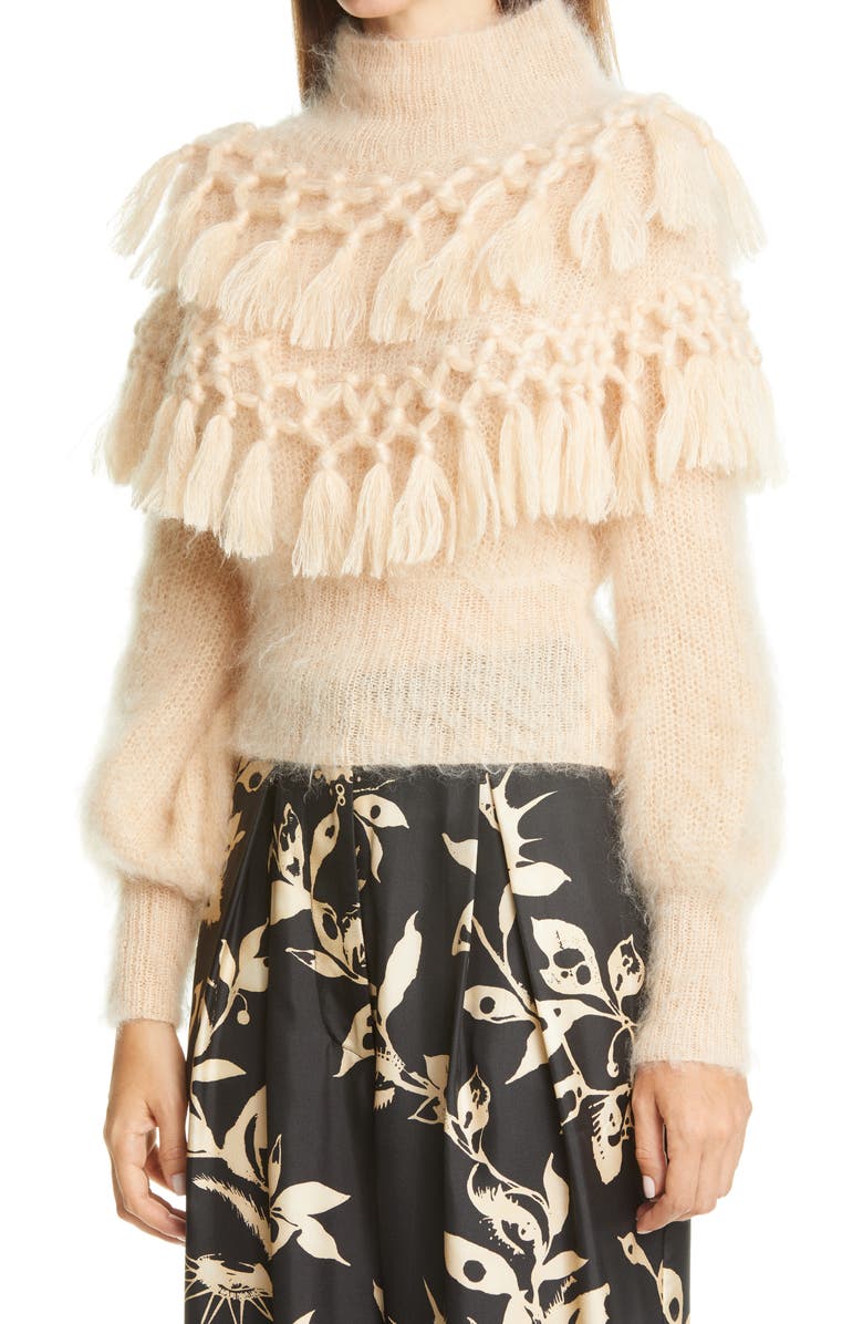 Zimmermann Ladybeetle Tassel Mohair & Silk Sweater, Alternate, color, 