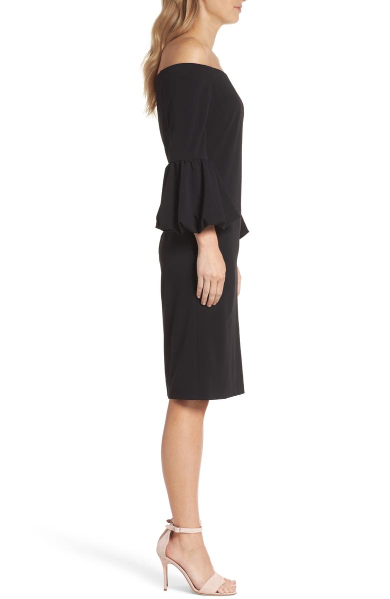 Eliza J Off the Shoulder Bell Sleeve Scuba Crepe Dress, Alternate, color, 