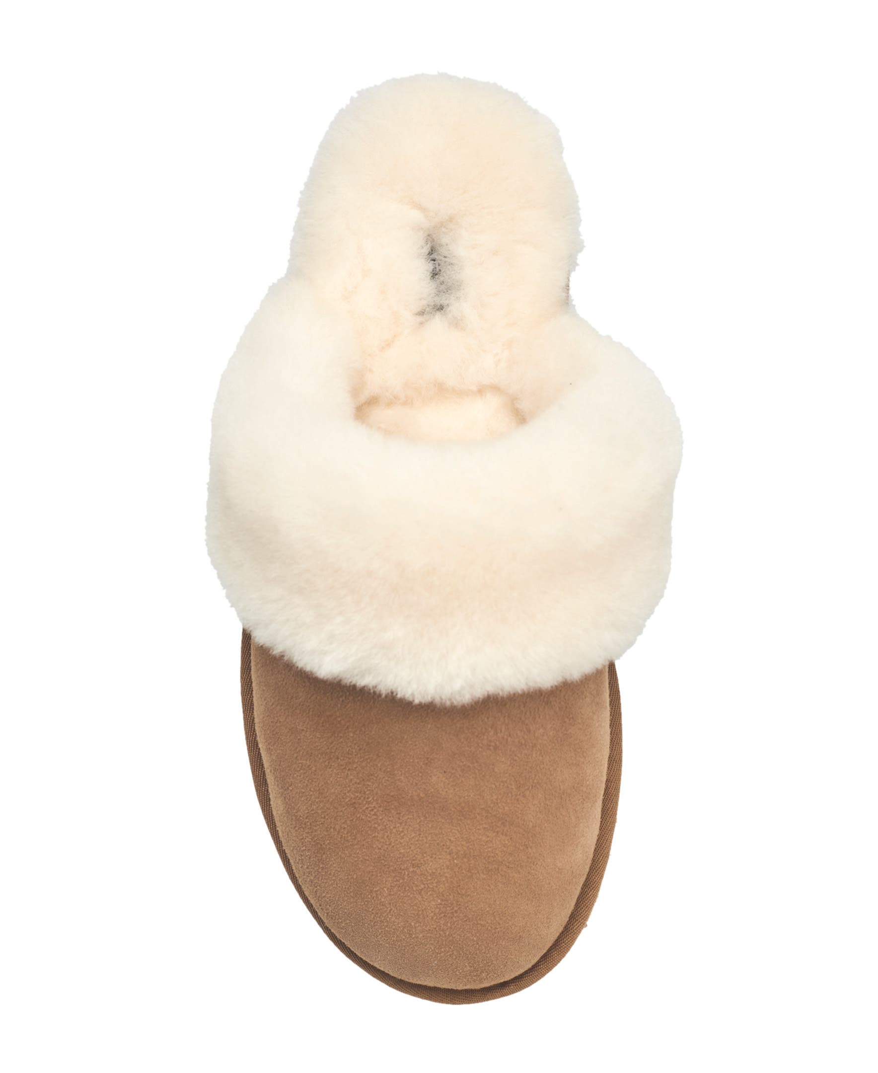 French Connection Gens Fur Band Open Slipper, Alternate, color, Chestnut