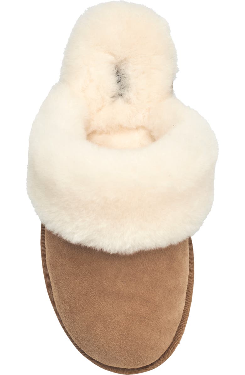 French Connection Gens Fur Band Open Slipper, Alternate, color, Chestnut