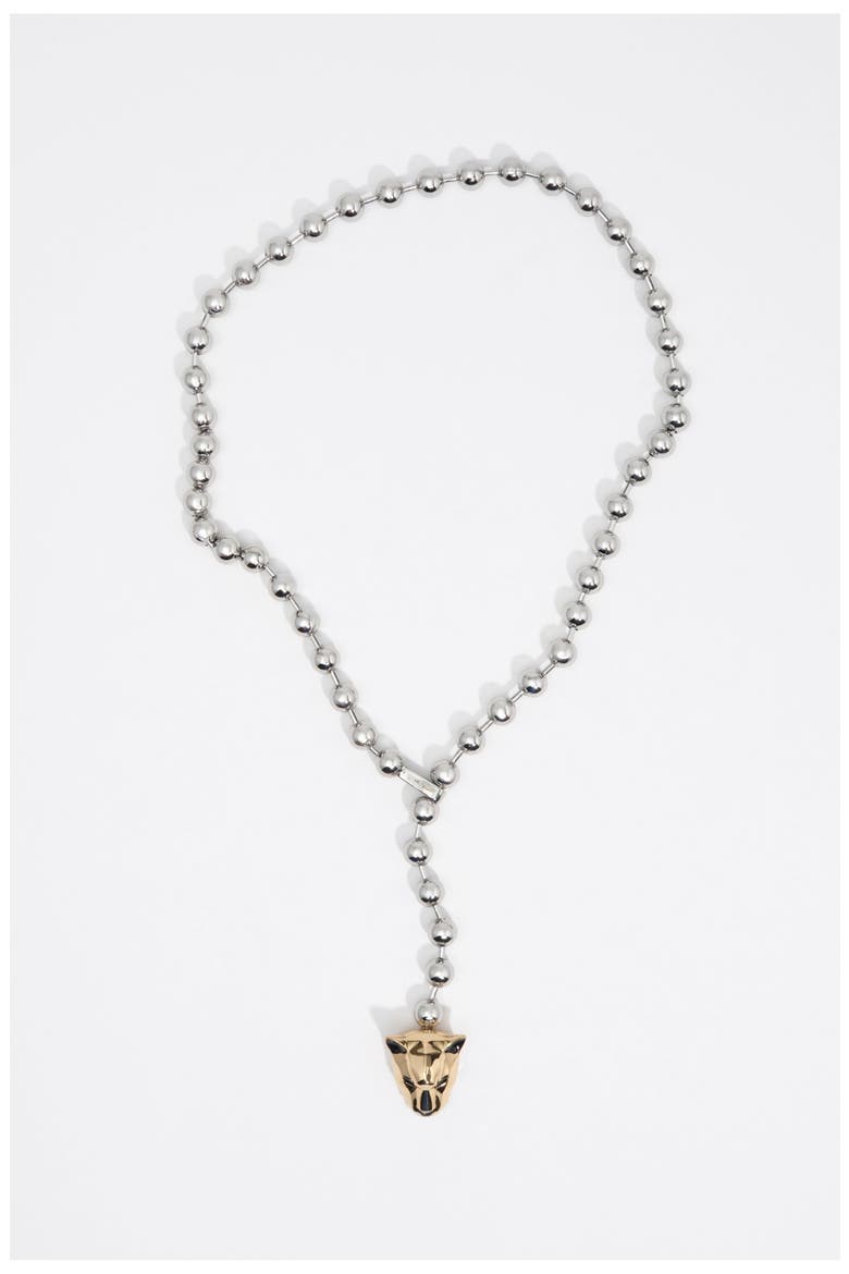 Chain Necklace With Panther Head, Main, color, DARK SILVER