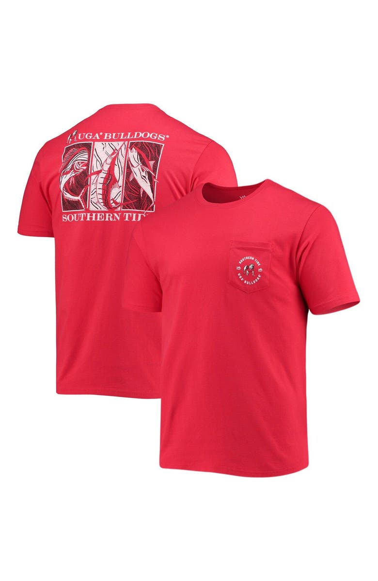 Southern Tide Men's Southern Tide Red Georgia Bulldogs Game Day Mosaic Fish T-Shirt, Main, color, 