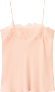 MANGO Lace Trim Satin Camisole
