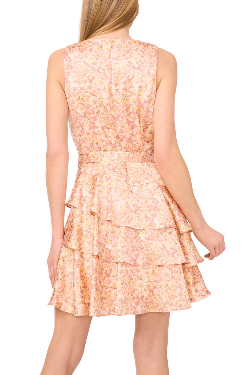 Halogen<sup>®</sup> Floral Sleeveless Tiered Dress, Alternate, color, Sugar Peach