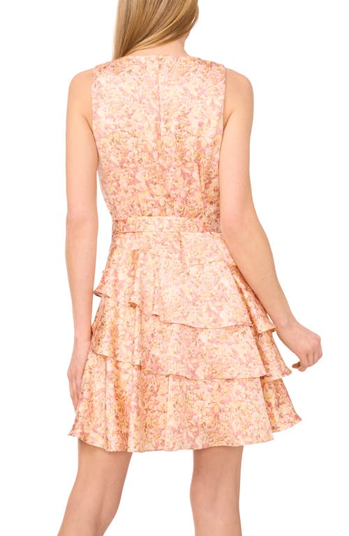 Halogenr Halogen(r) Floral Sleeveless Tiered Dress In Sugar Peach