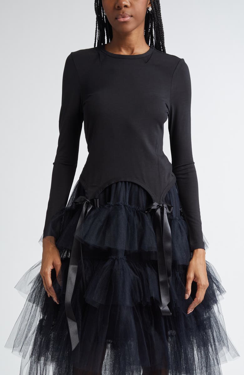 Simone Rocha Easy Bow Tails Long Sleeve T-Shirt, Main, color, 