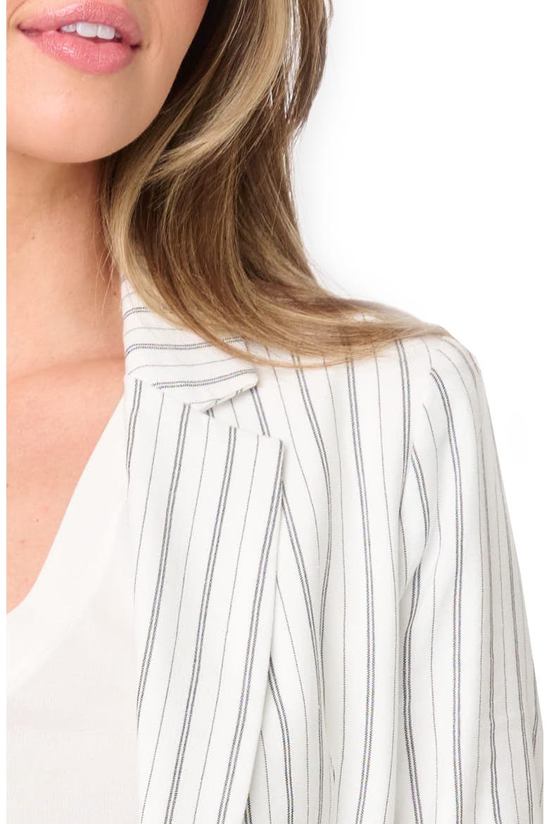 Pinstripe Ruched Sleeve Blazer, Alternate, color, PARCHMENT PINSTRIPE