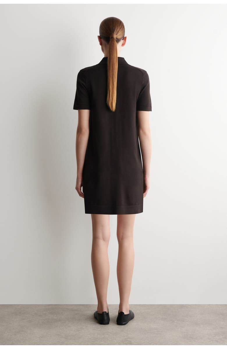 COS Pocket-detail Knitted Cotton Mini Dress, Alternate, color, Dark Brown