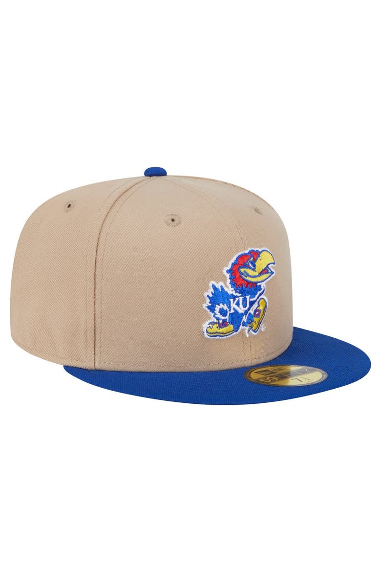 Men's New Era  Khaki Kansas Jayhawks Two-Tone 59FIFTY Fitted Hat, Alternate, color, Khaki
