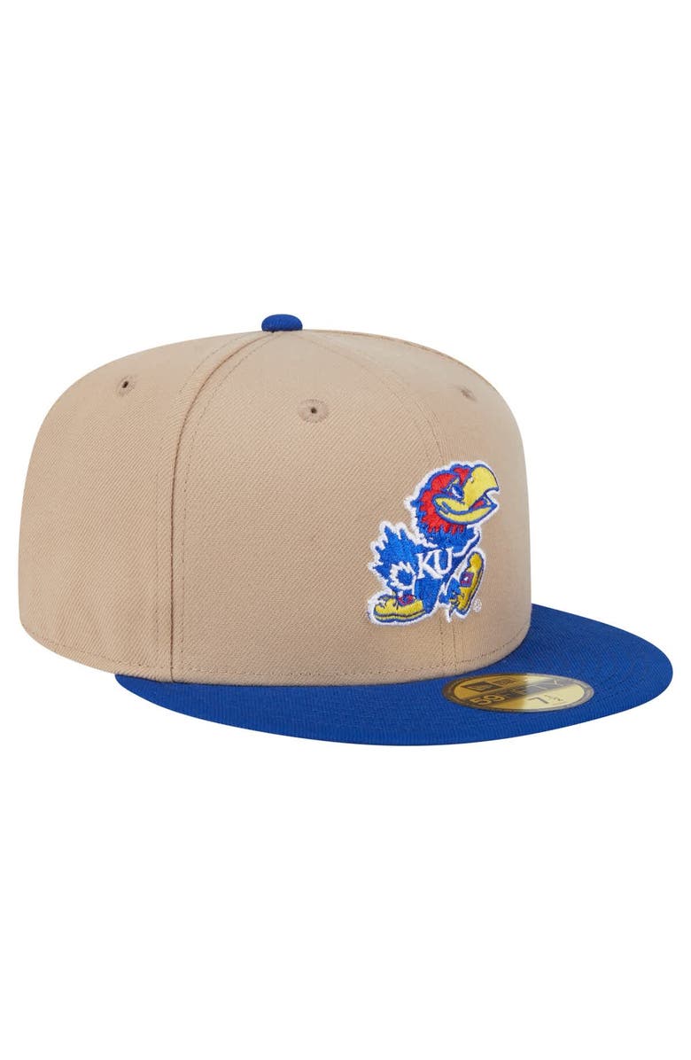 New Era Men's New Era Khaki Kansas Jayhawks Two-Tone 59FIFTY Fitted Hat, Alternate, color, Khaki