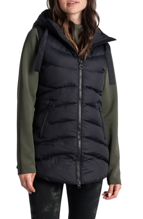 Ladies hooded puffer vest hotsell