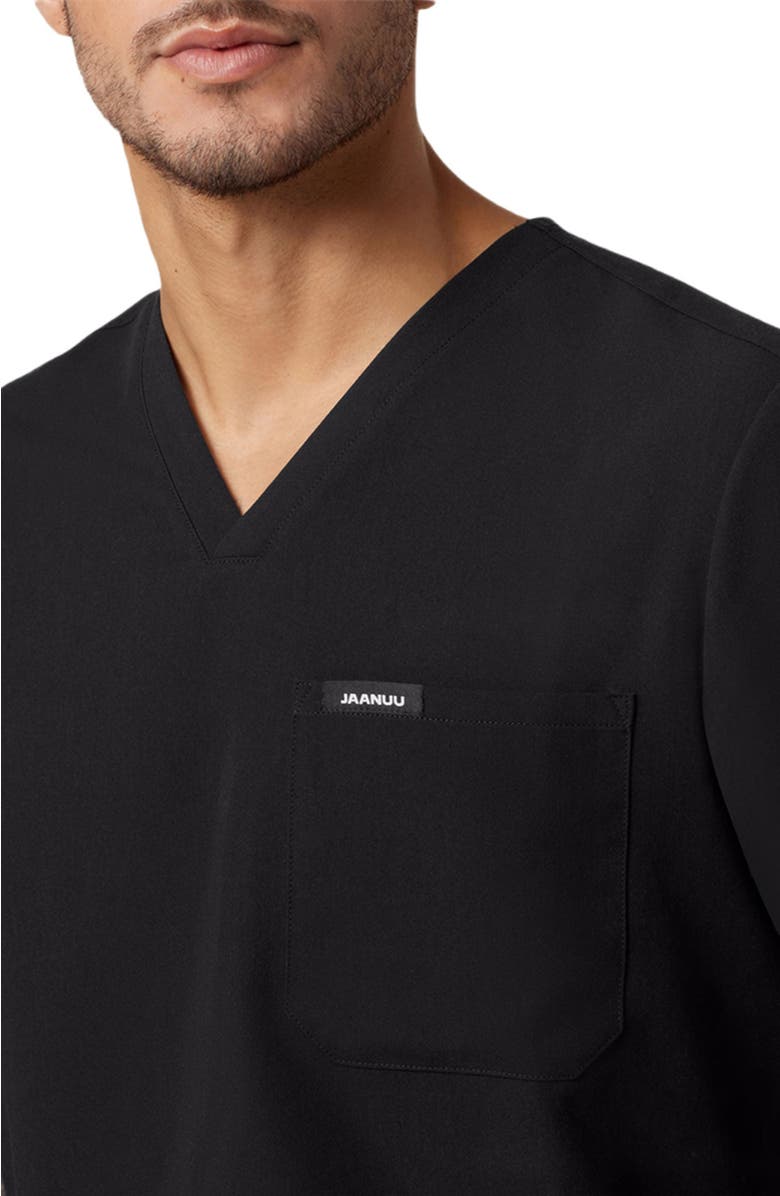 JAANUU Holmes Men's 1-Pocket Classic V-Neck Scrub Top, Alternate, color, Black