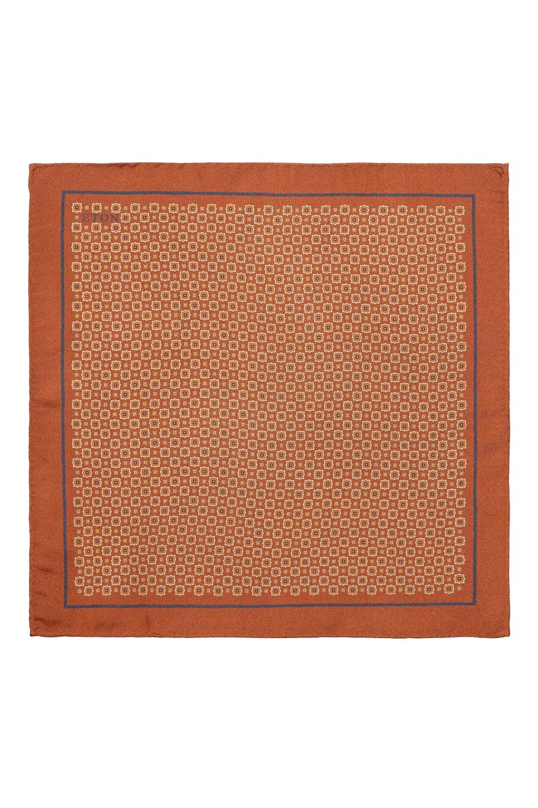 Geometric Silk Pocket Square, Alternate, color, MEDIUM ORANGE