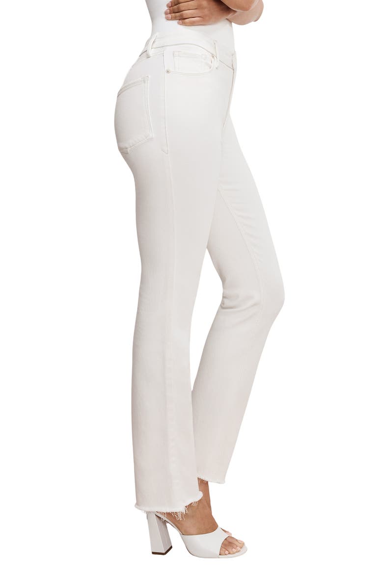 Soft-Tech Good Icon Frayed High Waist Straight Leg Jeans, Alternate, color, CLOUD WHITE001