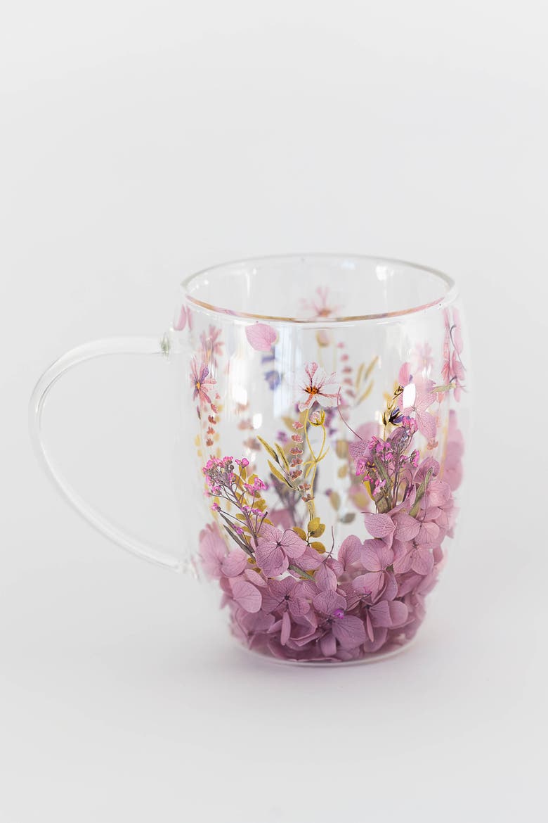 Double Wall Flower Mugs, Assorted Colors, Set of 4, Alternate, color, Multi