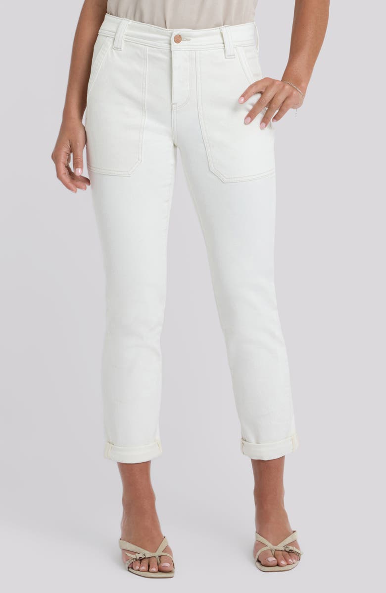 NYDJ Margot Utility Girlfriend Jeans, Main, color, Vintage White