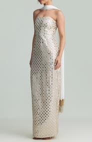 holiCHIC Julie Strapless Mirrored Column Gown